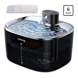 FEELNEEDY Wireless Cat Water Fountain, No Pump for Easy Cleaning, 4000mAh Detachable & Rechargeable Battery, Motion Sensor with Low Water & Power Aler