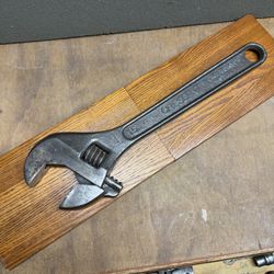 VINTAGE CRESCENT 15" ADJUSTABLE WRENCH -Made In USA-