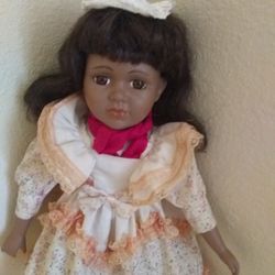 Antique ,Vintage Porcelain Black Doll 15" Tall