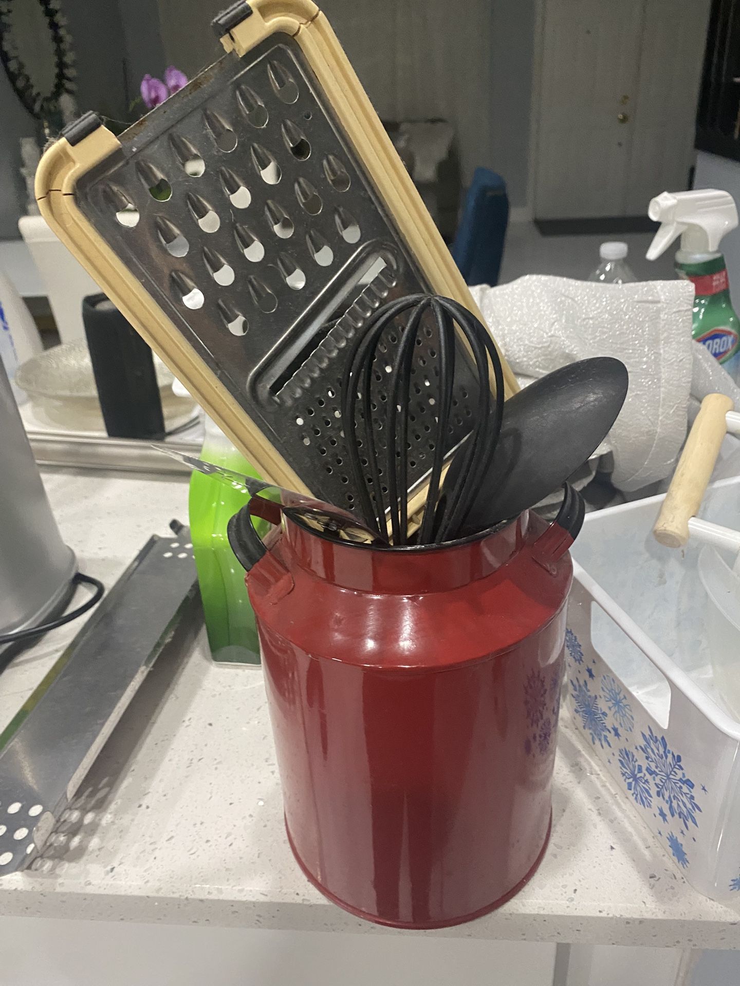 Kitchen Utensils With Red Container