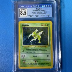 1999 Jungle No Symbol Error Scyther Holo Pokemon Card 10/64 CGC 8.5 