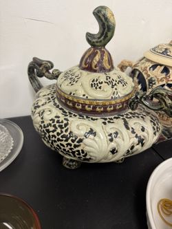 Vintage decorative ceramic lidded pot - $65