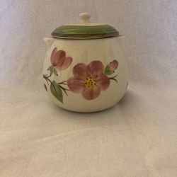 Franciscan Desert Rose Garlic Jar W/lid