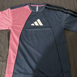 navy and pink adidas jersey