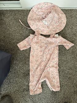 Infant One Piece Bathing Suit Plus Matching Hat