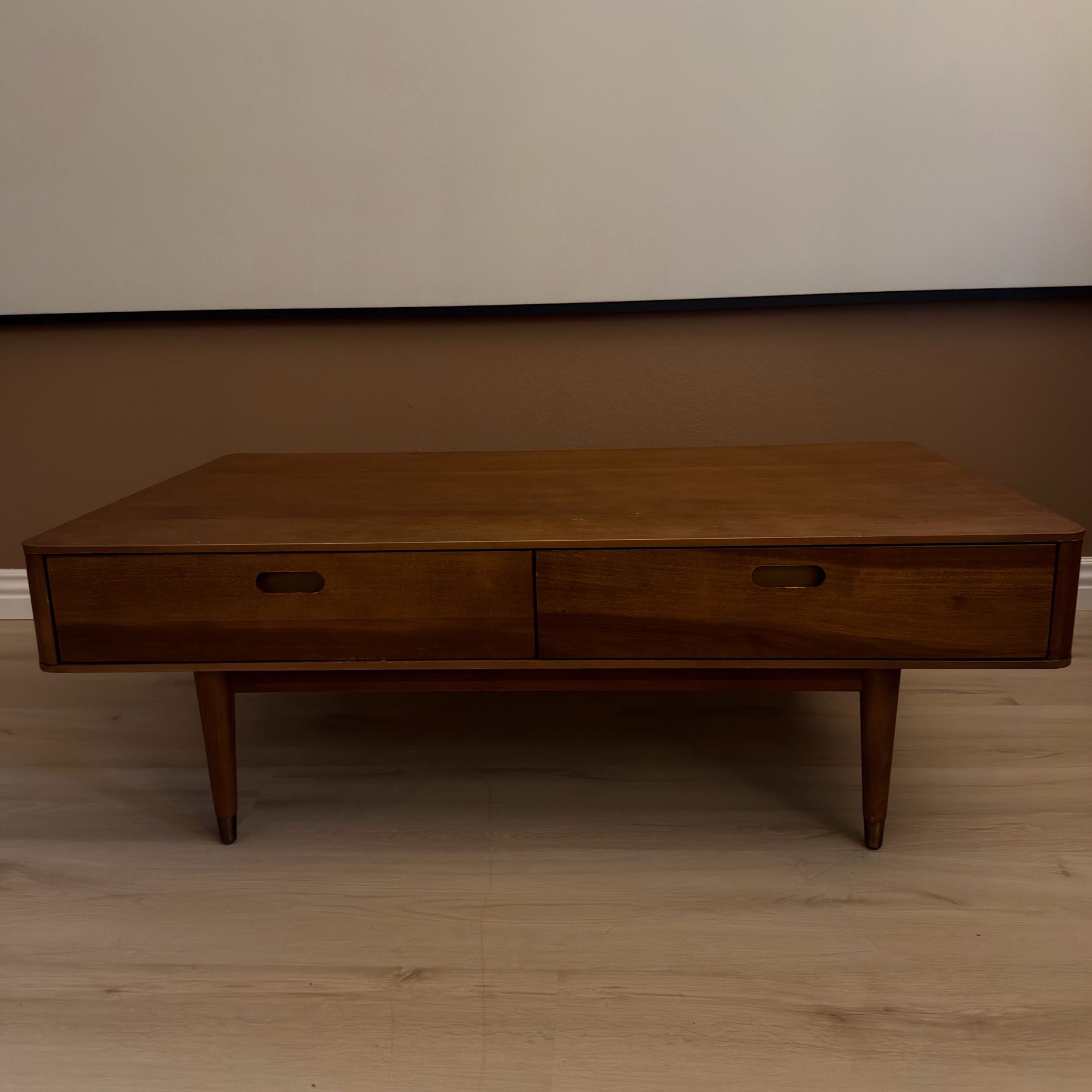 Scandinavian Mid-Century Modern Walnut Coffee Table with Drawers