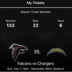 2 Tickets Atlanta Falcons vs LA Chargers