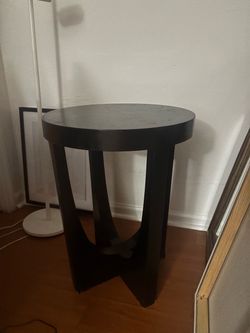 Round Black Wood Side Tables