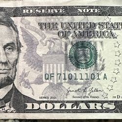 $5 Dollar Bill ^ Fancy Serial Number Bill ^ 