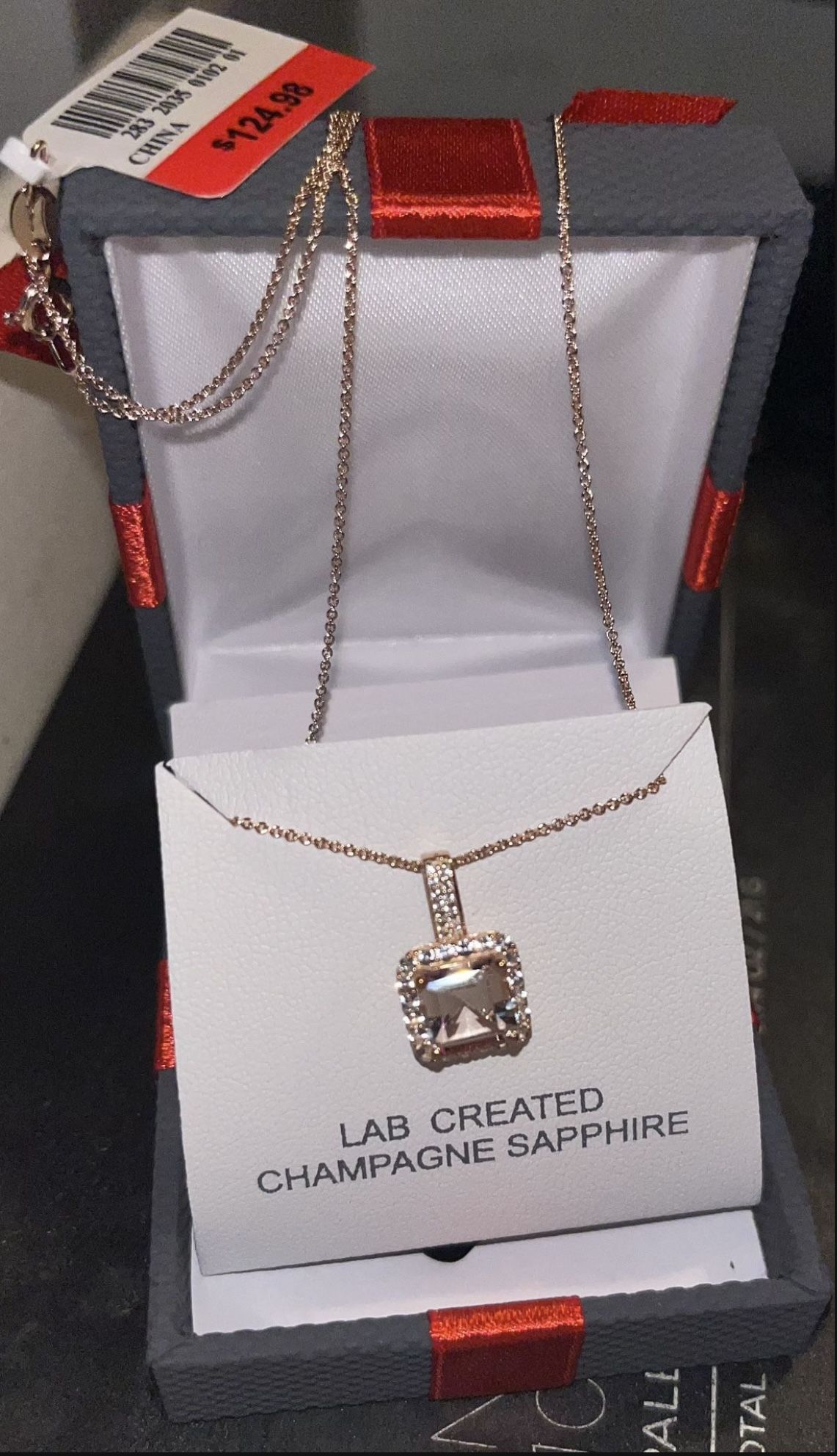 Champagne Sapphire 14k Rose Gold 18 Inch Pendant & Chain