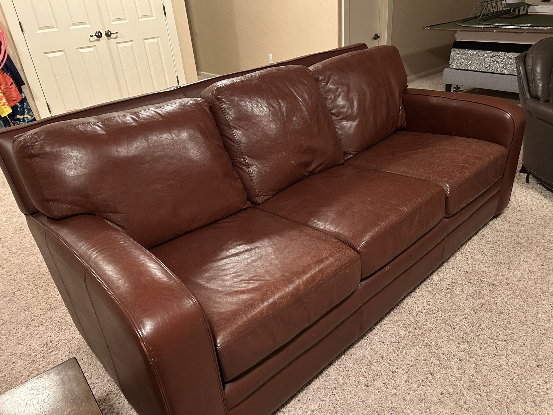 Leather Sofa In Good Condition! $100 Or Best Offer