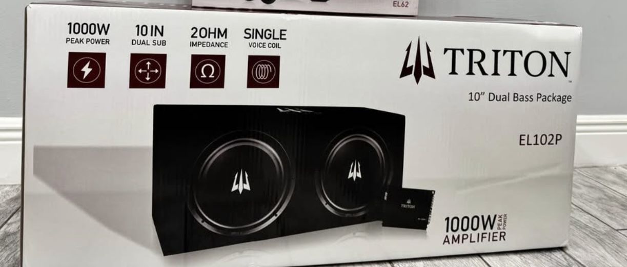 New in the box 2 10” subwoofers , subwoofer enclosure and amplifier