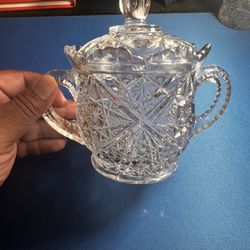 American Brilliant Cut Glass Sugar Bowl 