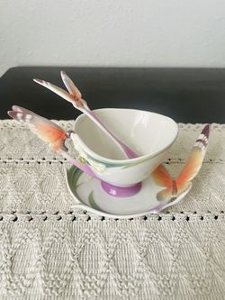 Papillon-Butterfly Collection by Franz Collection Tea Cup, Saucer, And Spoon