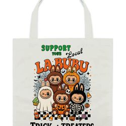 Labubu & other Designs Halloween canvas Trick or Treat Bags.