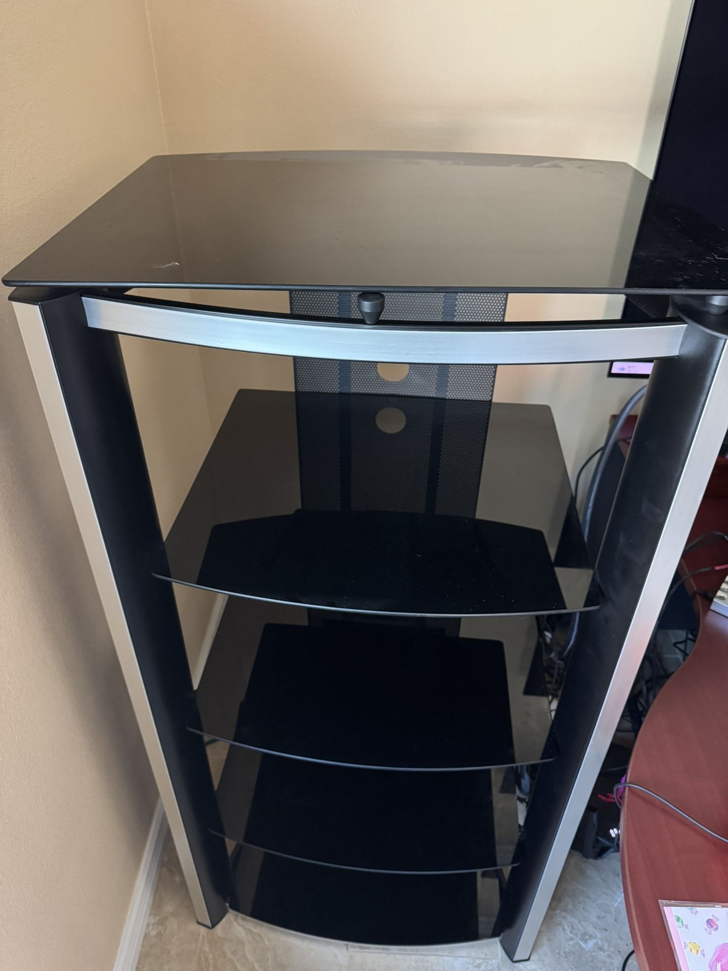 Audio Video 5-Glass Shelf Equipment Rack