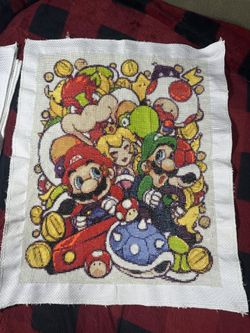 Mario Kart Hand Made Cross Stitch