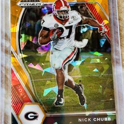 Cleveland Browns Nick Chubb Panini Prizm Draft Picks Orange Cracked Ice Prizm