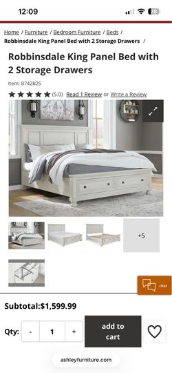 cal King bed frame - Robbinsdale King Panel Bed with 2 Storage Drawers