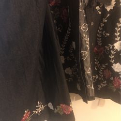 Denim Jacket And Denim Skirt Floral Accents