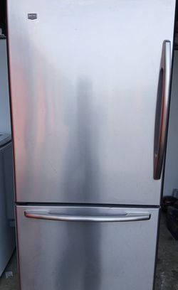SpillProof Maytag Stainless Steel Fridge - Bottom Freezer