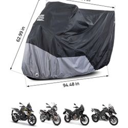 KEMIMOTO Heavy Duty 420D Waterproof Motorcycle Cover Adventure Compatible with R1250 GS Tenere 700 KLR650 Africa Twin Transalp V-Strom 1290 Super Outd