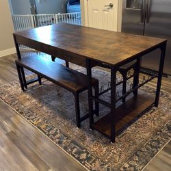 3 Pieces Dining Table Set with Wine Rack