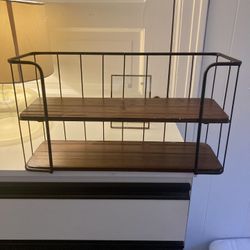 2 Tiered Wood Wall Shelf