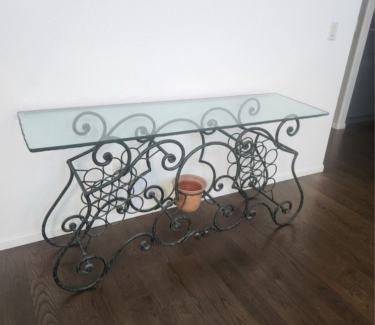 Console Sofa Table with Wine Rack