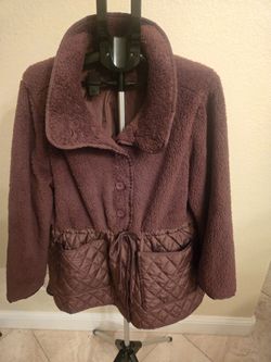 Nina Leonard Rich Brown Quilted Jacket. 1X