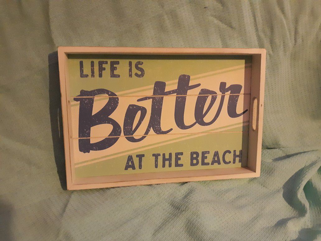 Beach themed wooden tray