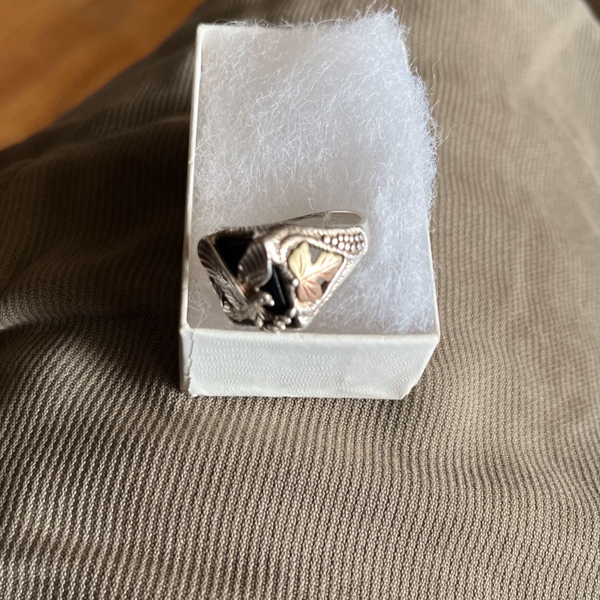 Black Hills Gold Silver And Onyx Ring