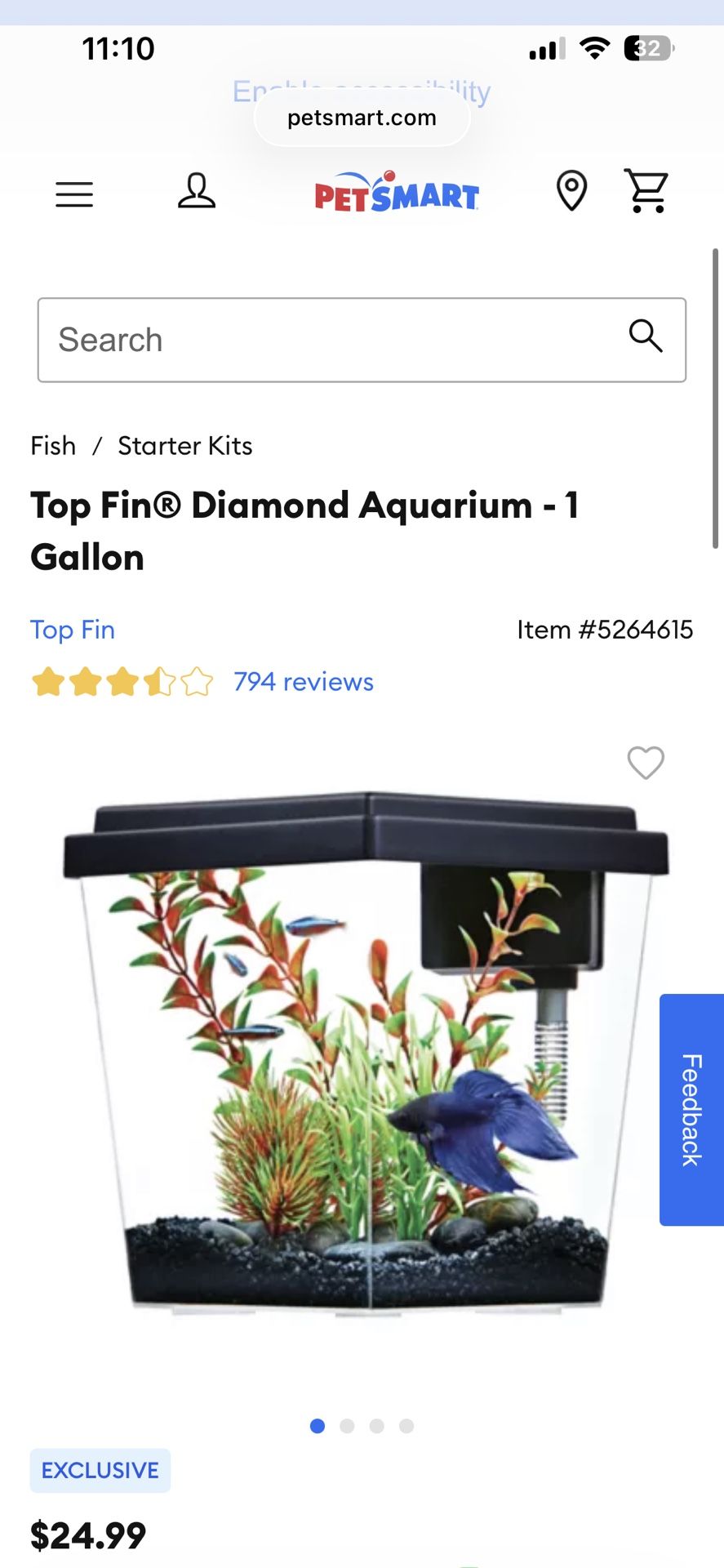 Top Fin® Diamond Aquarium 1 Gallon - Fish Tank - Without Filter