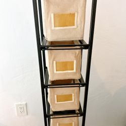 Steel, Wicker And Canvas Storage Basket Stand