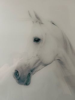 White Horse Tempered Glass Wall Art- Wall Art-Glass - cuadro de vidrio