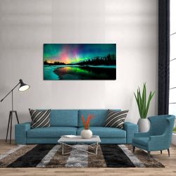 Wall Art Aurora scenery Painting on Canvas Stretched and Framed Canvas Paintings Ready to Hang for Home Decorations