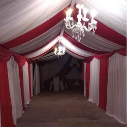 Tent Drapping Chairs And Tablecloth Tables