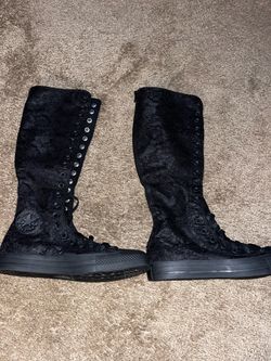 Black Converse long high tops laced