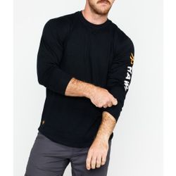 Hawx Men's Black Logo Crew Long Sleeve Work T-Shirt Size Small
