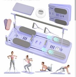 5 in 1 Pilates Board, Foldable Pilates Reformer Set with Resistance Bands, Portable Pilates Sliding Board, Trainer Machine for Home Workout, Ab, Core,