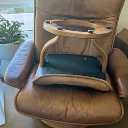 Mid century Ekornes Leather Chair And Ottoman Vintage
