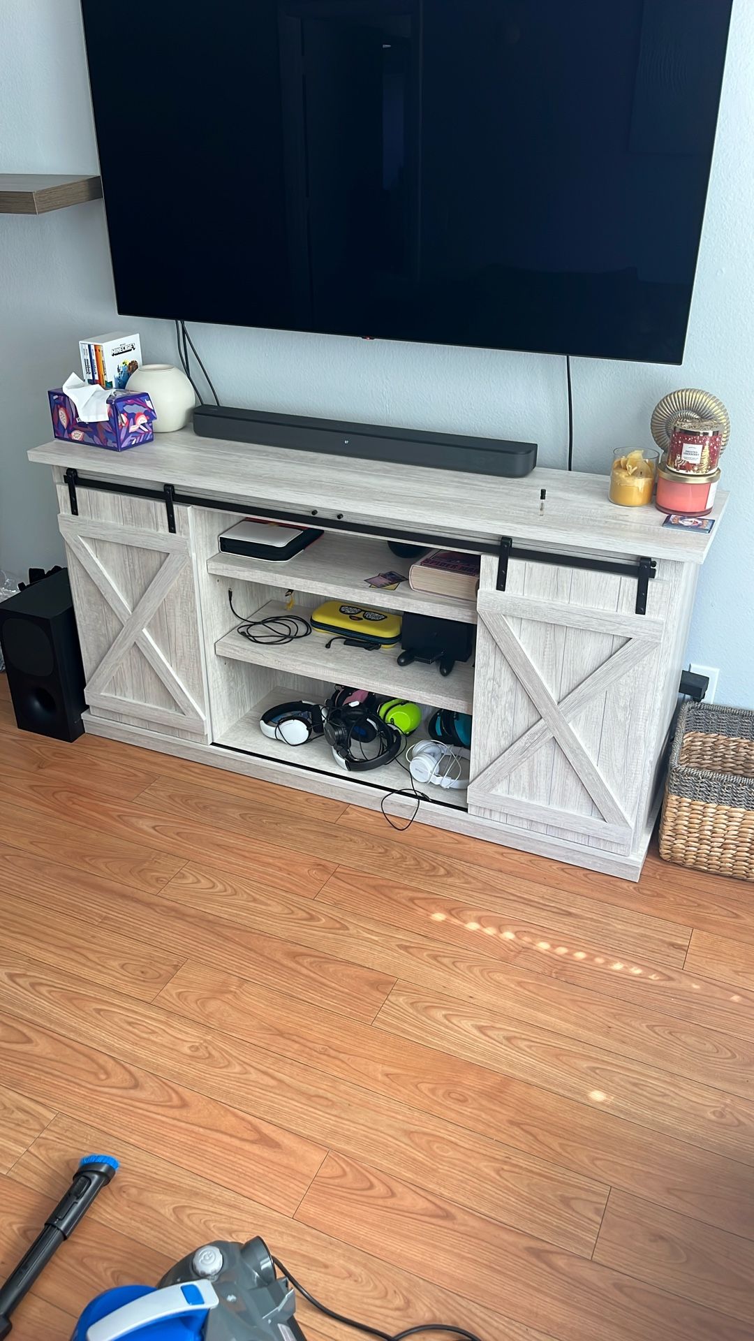 Tv Console Table entertainment Center With Sliding Doors