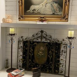 Tall Metal And Crystal Candle Holder 