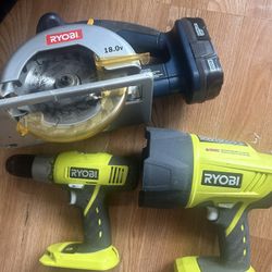 RYOBI Circle  Saw, Light, Drill & BATTERY INCLUDED 