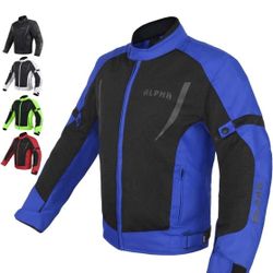 HI VIS MESH MOTORCYCLE JACKET FOR MENS RIDING BIKERS RACING DUAL SPORTS BIKE ARMORED PROTECTIVE (BLUE, Medium)