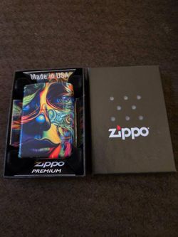Brand New Zippo Premium 540 Lighter - Neon Cannabis Woman Psychedelic