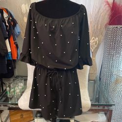 Black romper with Pearl Embellishments size2XL