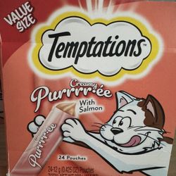 Temptations Squeezable Cat Treat / Food - 24 Ct , Salmon