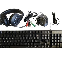 LIGHT-UP GAMING COMBO HEADSET + KEYBOARD + MOUSE  BLACK/ RED