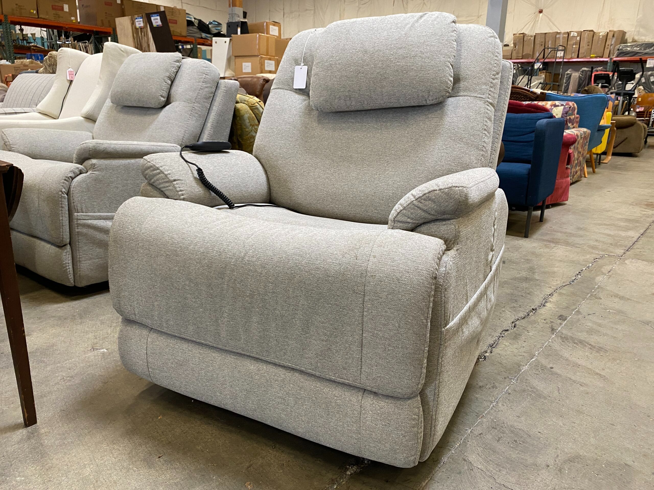 FLEXSTEEL Zecliner Model 2 Light Grey Power Lift Recliner